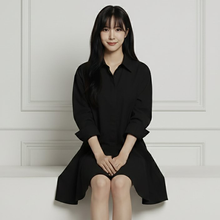 페이퍼먼츠 미아 셔츠 카라 플레어 원피스 14298