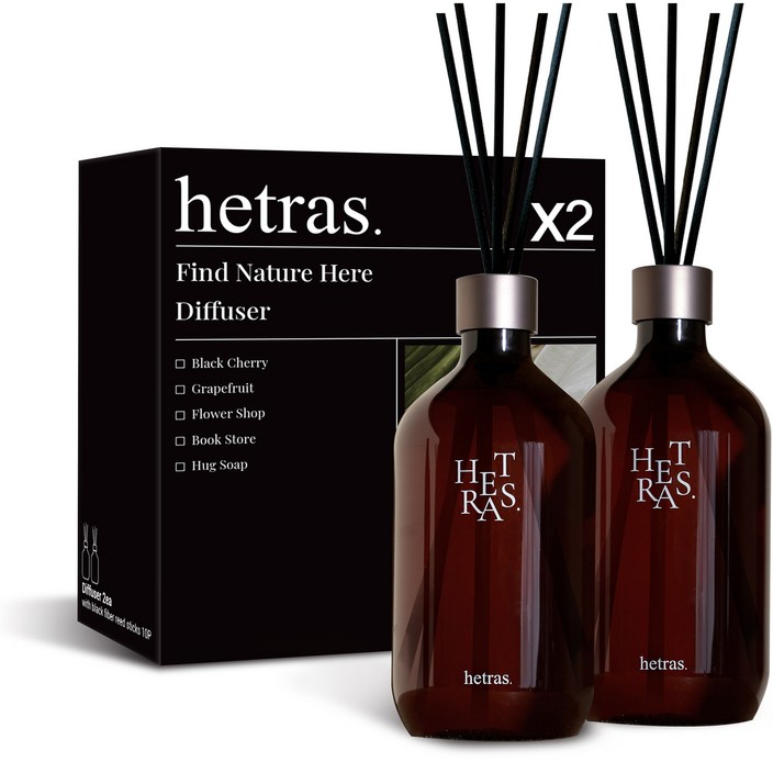 헤트라스 프리미엄 대용량 디퓨저 500ml 2p 선물세트, 호텔 우드, 2개 헤트라스 프리미엄 대용량 디퓨저 500ml 2p 선물세트, 호텔 우드, 2개