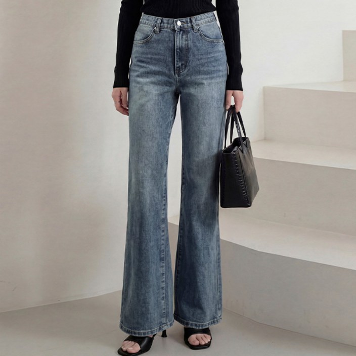 피핀 여성용 기본롱 기장 핏 메이커 와이드 부츠컷 진 710889