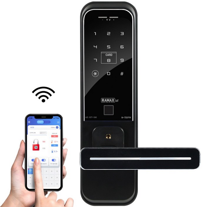 IoT WiFi 스마트 도어락 무타공 M750 원격제어 앱제어, M750IW원격제어