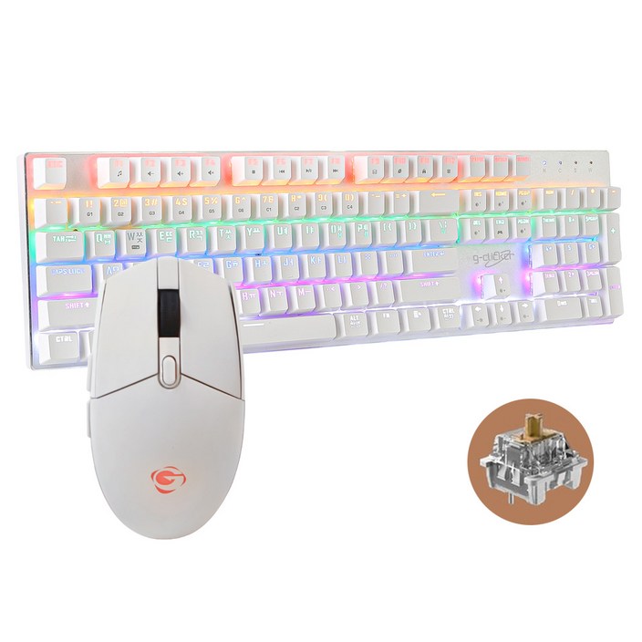지클릭커 GMK510X 기계식 키보드 마우스 세트, 화이트, 510X 갈축, 일반형