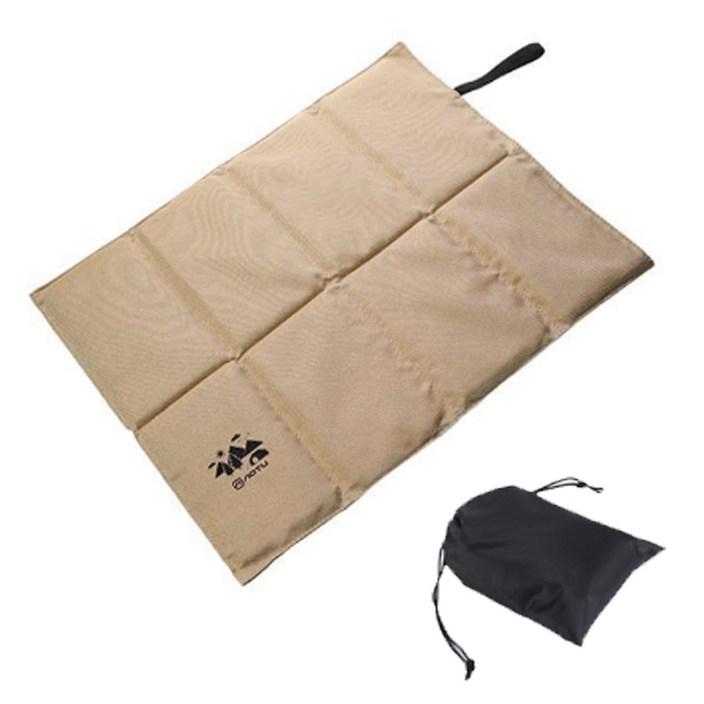 폴딩형 야외 방석 접이식 쿠션 파우치 포함 등산 캠핑 피크닉 매트 휴대용 방수, 베이지