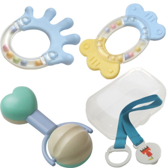 딸랑이3종손가락캔디하트다용도케이스딸랑이클립, 딸랑이3종손가락캔디하트케이스클립, 1개