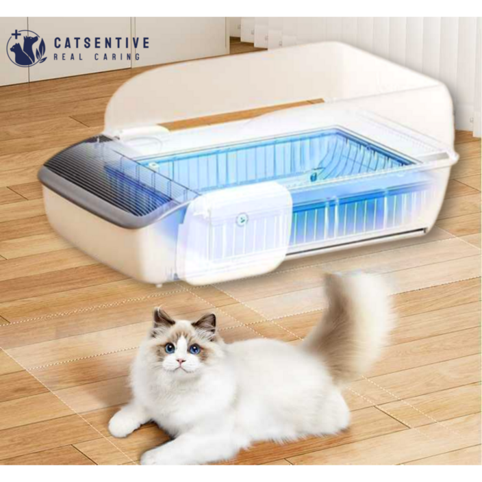 캣센티브 오픈형 고양이 자동 화장실 사막화방지 스마트 센서 항균 자동청소 저소음