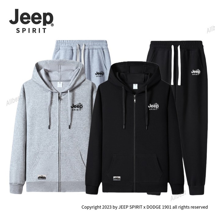 JEEP SPIRIT 지프 남성 여성 츄리닝 트레이닝복 세트 후드집업 조거팬츠 총 2종 JEEP SPIRIT 지프 남성 여성 츄리닝 트레이닝복 세트 후드집업 조거팬츠 총 2종