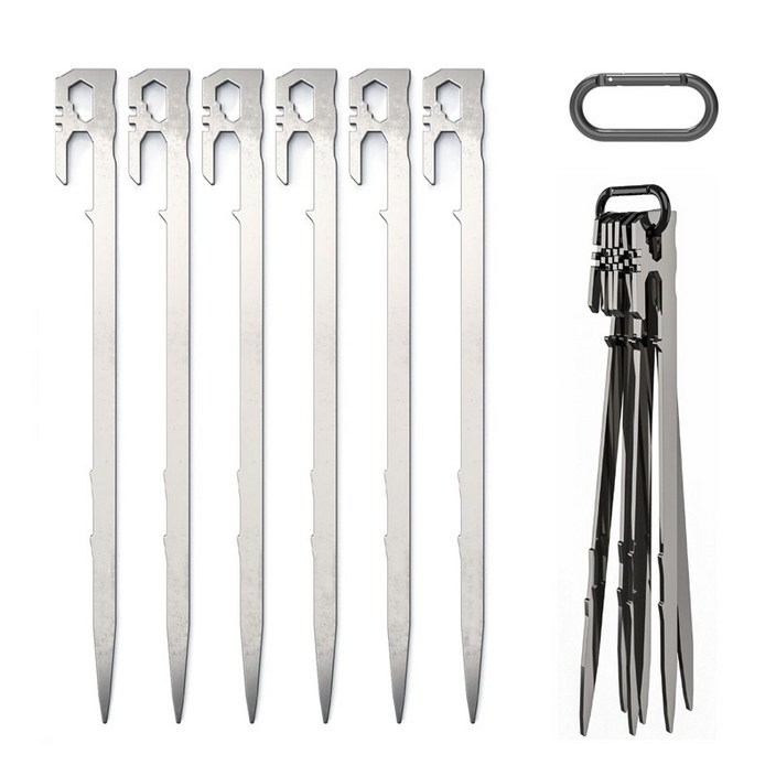 캠핑팩 28cm 6p 고강도 스테인레스 스틸 단조팩 타프팩, 1개