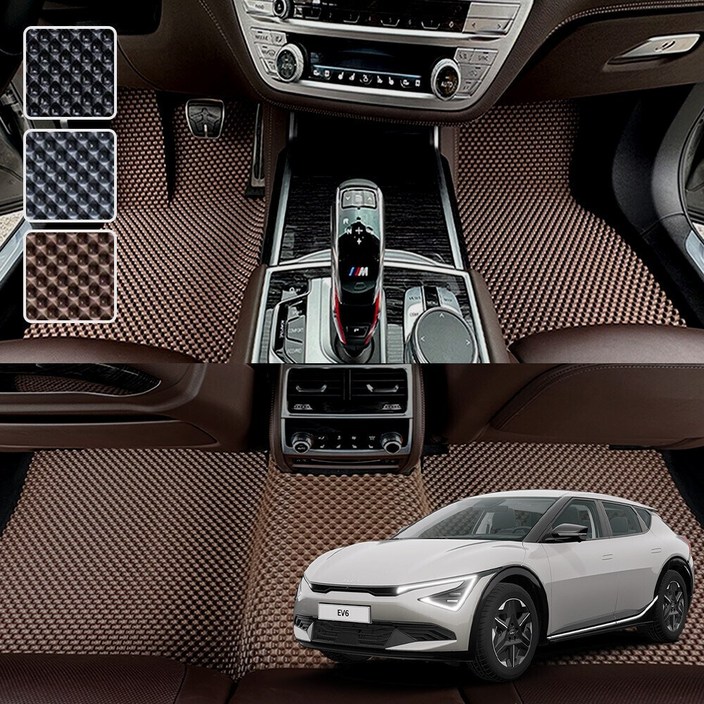 DXSOAUTO EV6 전용 3D 엠보싱 차세대 고무매트 1열2열 세트, 블랙, 1630 EV6 오르간페달