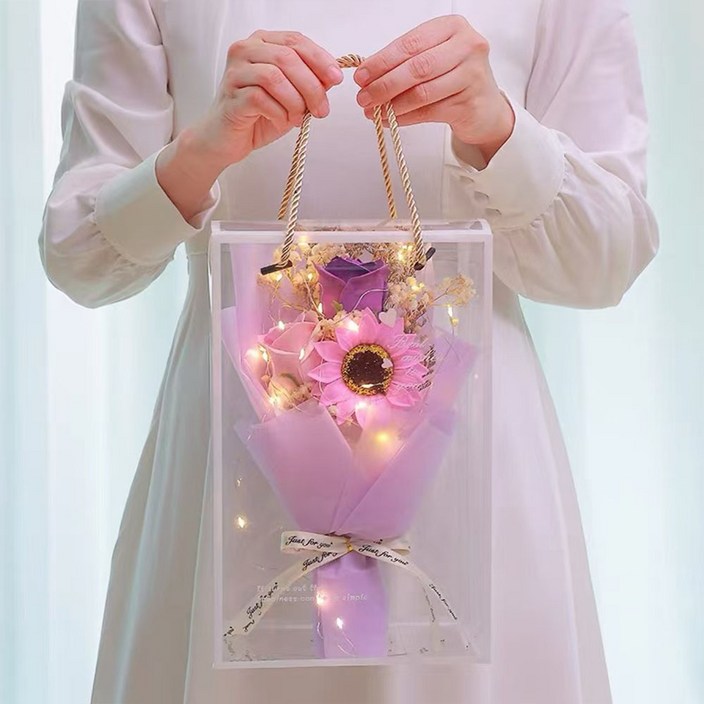 장미 해바라기 비누 꽃다발 생화 시들지 않는 꽃 조화 꽃다발, 연보라 해바라기, 1개