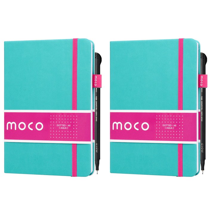 모코 A5 도티드 노트 112매 + 드로잉펜, 2세트, 아쿠아