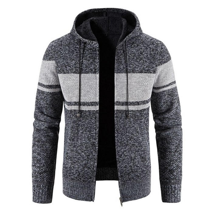 남성 니트 스웨터 느슨한 후드 싱글 브레스트 니트 가디건 코트 가을 겨울 스웨터 재킷 - 투데이밈