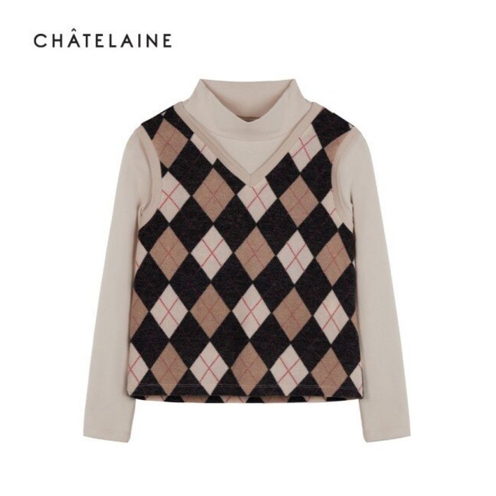 올리비아하슬러 직영아가일 베스트 목폴라 티셔츠HCBWTS202