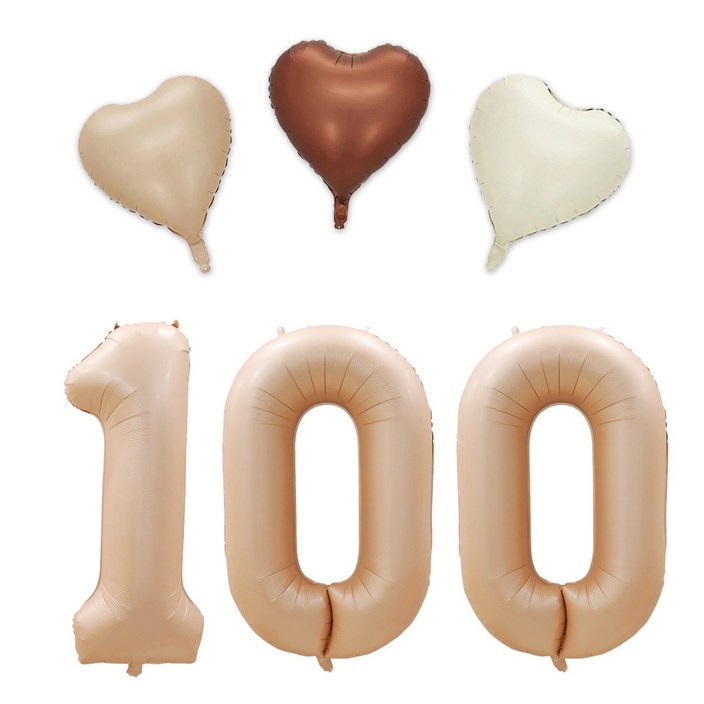 해피쏘굿 40인치 대형 베이지숫자 100900일하트풍선세트