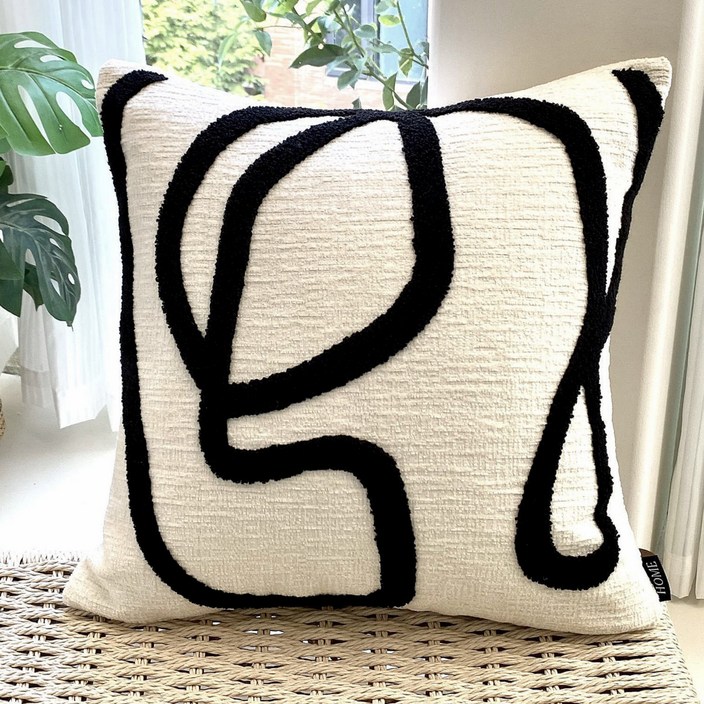 리빙플래너 드로잉 쿠션 북유럽 거실 쇼파 침대 쿠션 디자인 쿠션커버 (쿠션솜포함)