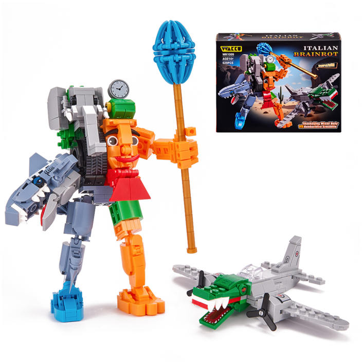 Wakku 이탈리안 브레인롯 Italian brainrot 블록 합체 캐릭터블럭 Big 사이즈 업그레이드 블럭세트 Pcs629, 1세트