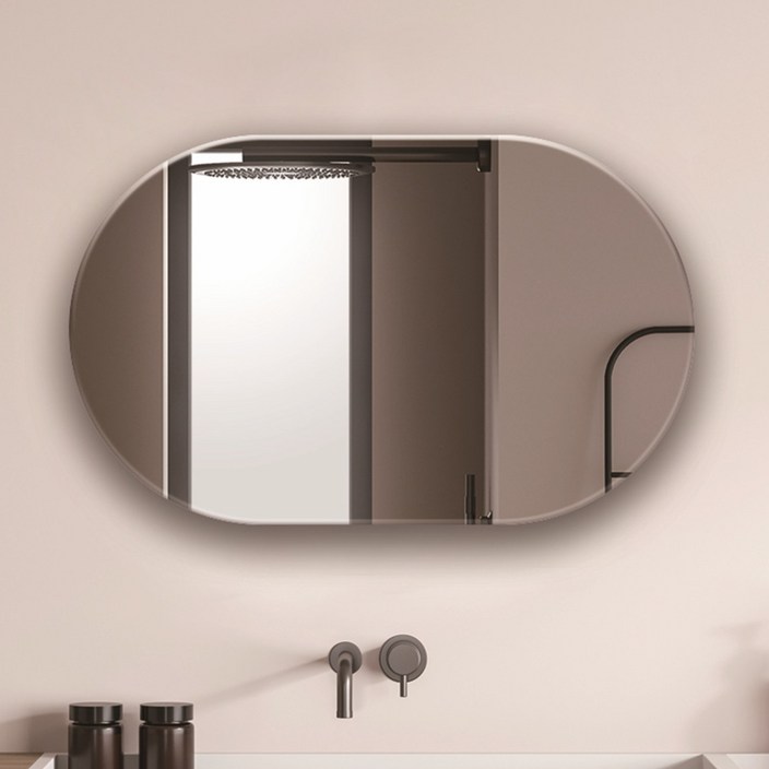 온미러 노프레임 붙이는 거울 벽 부착형 타원형 500X800mm, 단일색상