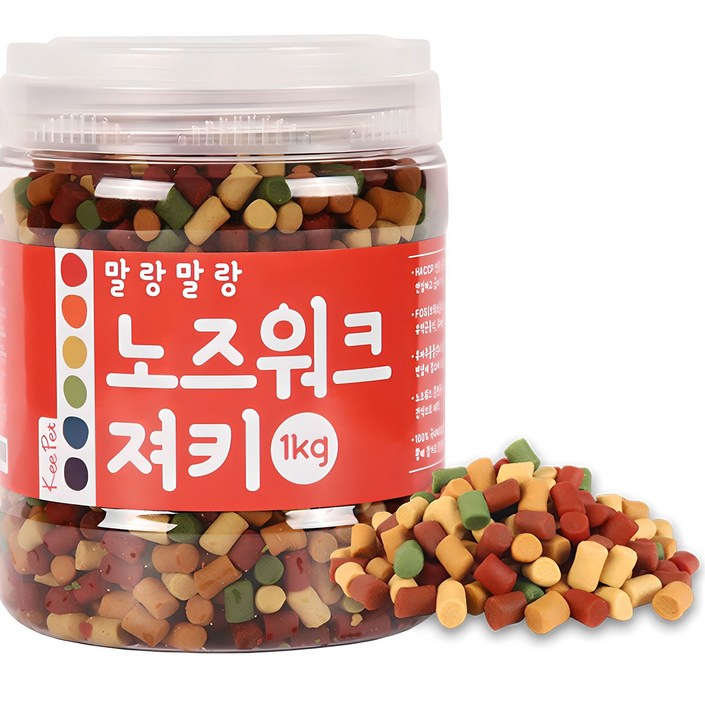 킵펫 강아지 말랑말랑 노즈워크 져키, 혼합맛(황태/연어/치즈/참치/오리), 1kg, 1개