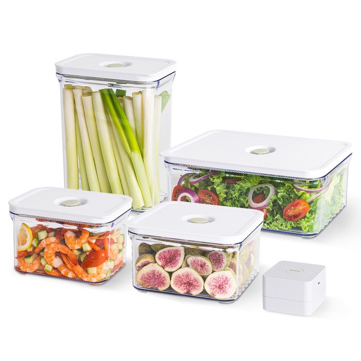 프랑코홈 창신리빙 파워바큠 진공용기 베이직 세트, 1세트, 진공용기 4종  진공펌프