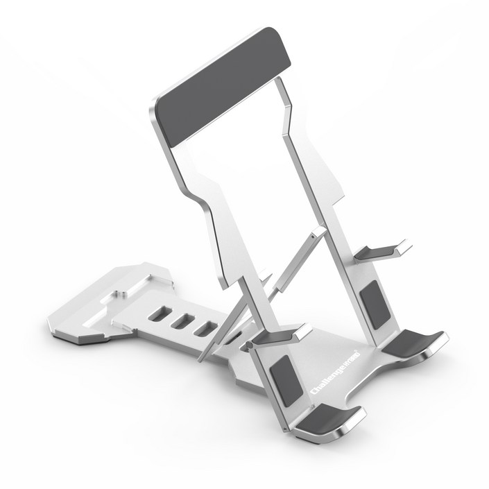 챌린지하이브리드 메탈 폴딩 휴대용 태블릿 휴대폰 거치대 CHM26, 메탈 실버 CHM26, 단일색상, 1개