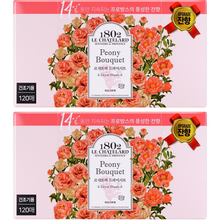 르샤트라1802 건조기용 드라이시트 섬유유연제 피오니부케 본품 120매 르샤트라1802 건조기용 드라이시트 섬유유연제 피오니부케 본품 120매