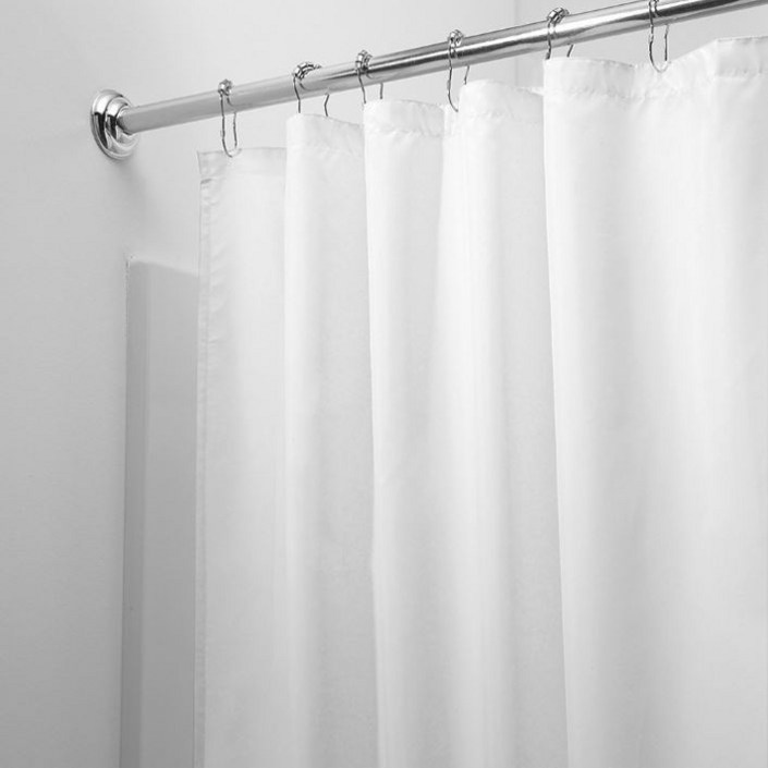호텔식 라인 고급 솔리드 섬유 욕실 샤워 커튼 화이트 150 x 180 cm + 커튼링 세트, 1세트 20221221