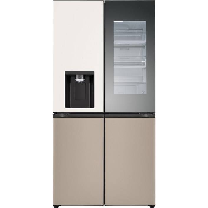 [색상선택형] LG전자 디오스 오브제 얼음정수기 글라스 4도어 노크온 냉장고 방문설치