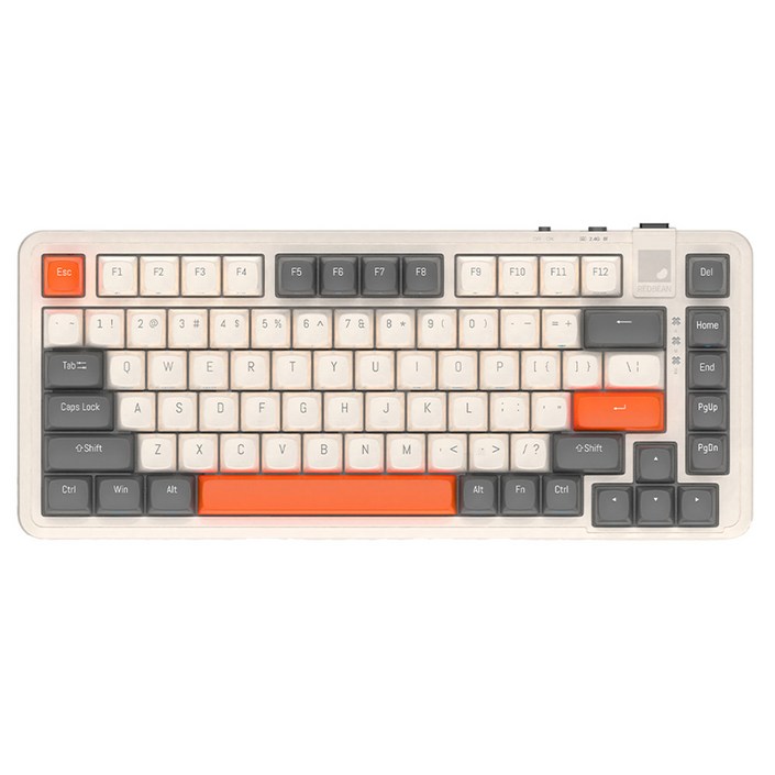 레드빈 더베러 핫스왑 기계식 키보드 A1 무선 텐키리스 저소음, 캐롯베이지, A182BGRED, 적축