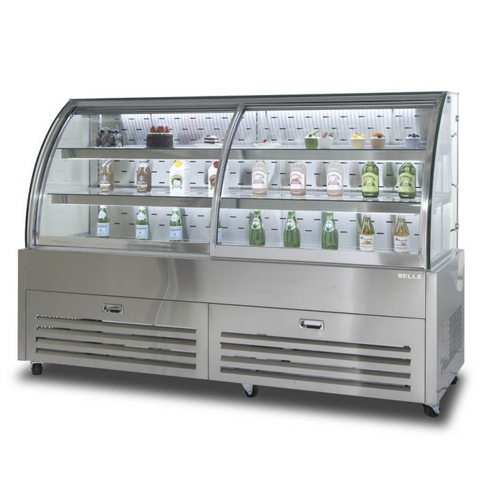 BELLE 프리미엄 쇼케이스 라운드 앞문형 스테인리스 475L 방문설치, JRF1800S