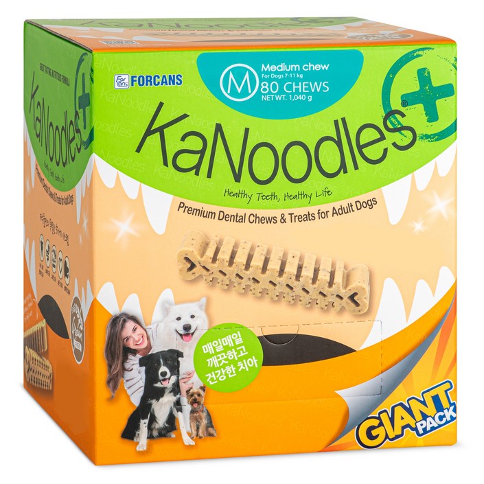 포켄스 강아지 카누들 플러스 필로팩 대용량 덴탈껌 M 80p, M 80p, 1.04kg, 1개