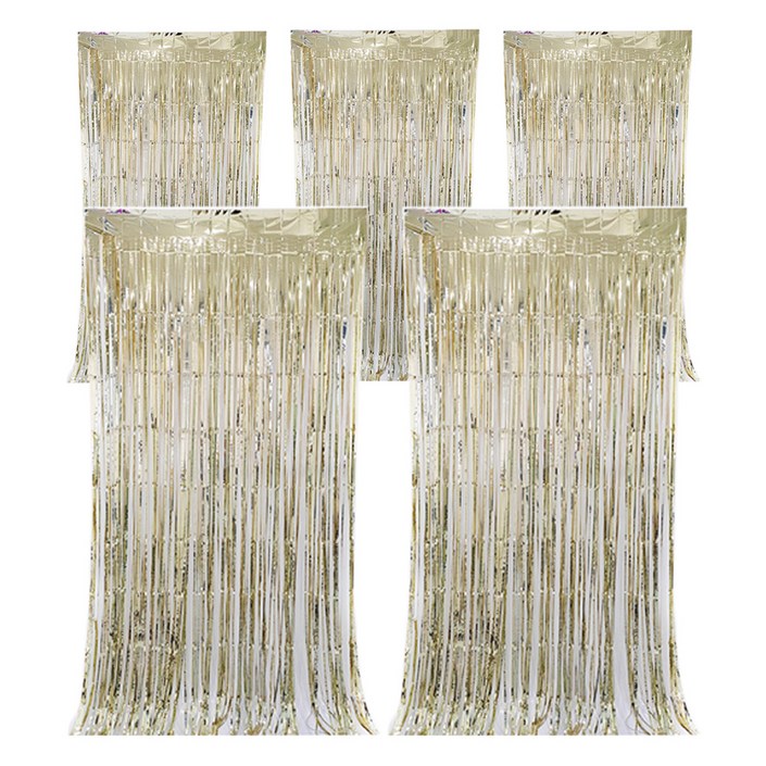 코히모 파티 장식 커튼 5W0328, 5개, 샴페인골드