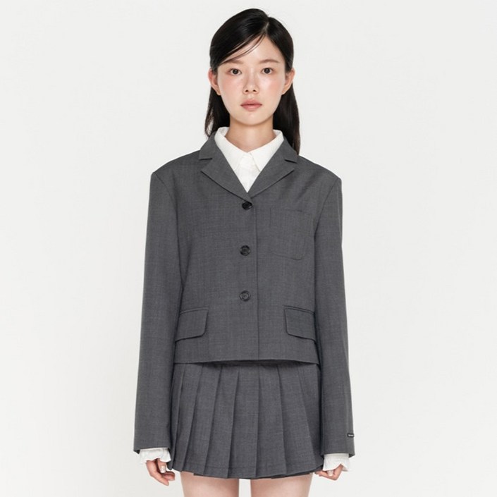 하이스쿨디스코 여성용 싱글브레스트 크롭 스쿨 울 블레이져