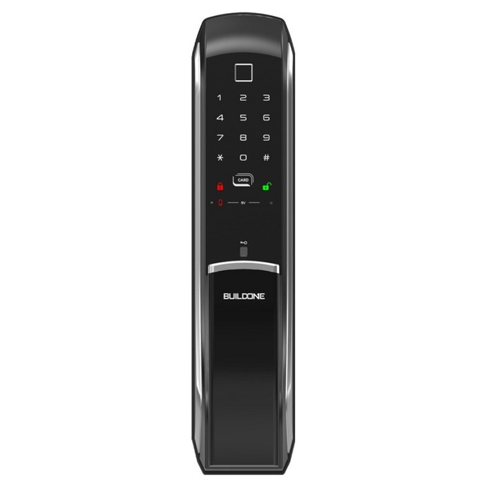 빌드원 푸시풀 지문인식 카드키 비상키 도어락 실버, BODP9300FSK, 방문설치