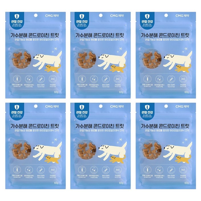 씨엠지제약 강아지 가수분해 콘드로이친 트릿, 6개, 60g, 닭고기맛