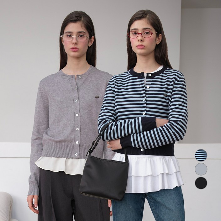 쥬시쥬디 여성용 라운드 니트 가디건 2종 세트 JZKT026D