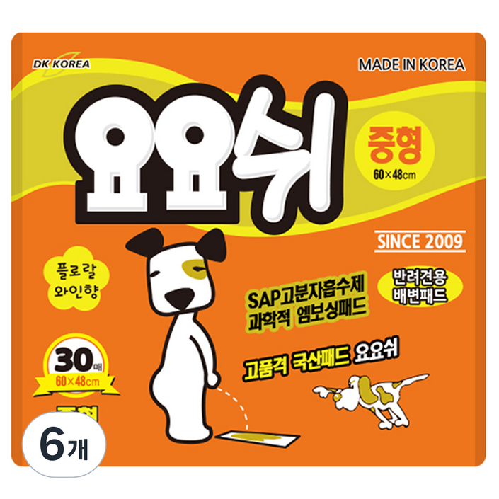 요요쉬 애견 배변패드 플로랄 와인향, 30개입, 6개