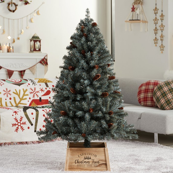 아웃팅 무장식 크리스마스 풍성빽빽 트리 쉐비 파인콘, 혼합색상