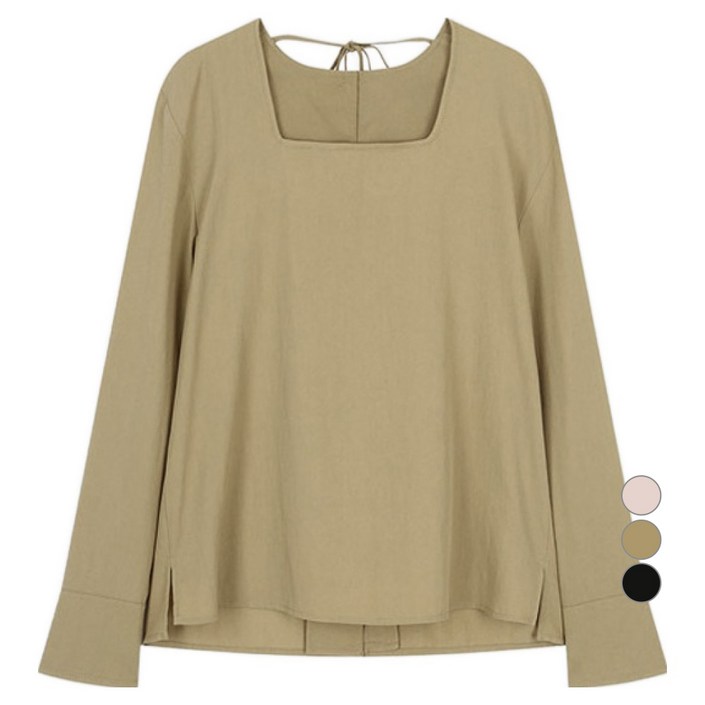 리스트 여성용 백 스트랩 스퀘어넥 블라우스 TWWBLO70030