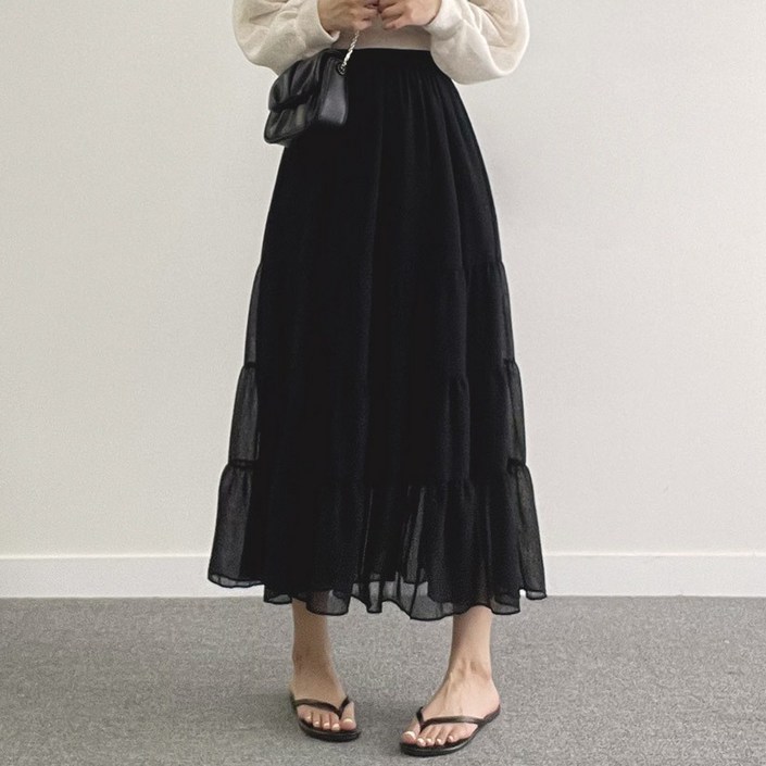 캉캉 쉬폰 롱치마