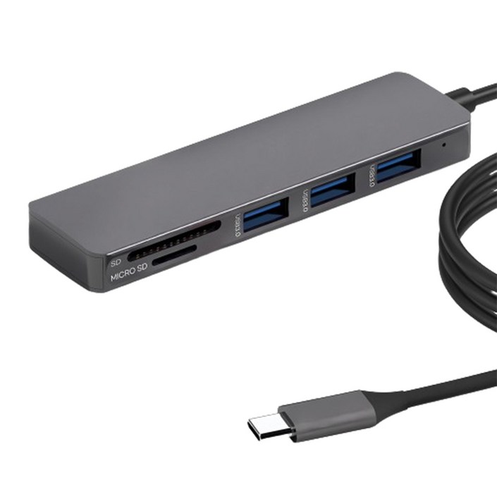 구스페리 C타입 커넥터 5포트 멀티 허브 120cm, 단일색상, 1개