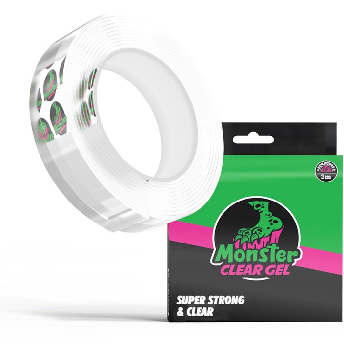 몬스터클리어겔 다용도 초강력 실리콘 양면테이프 30mm x 3m, 투명, 1개