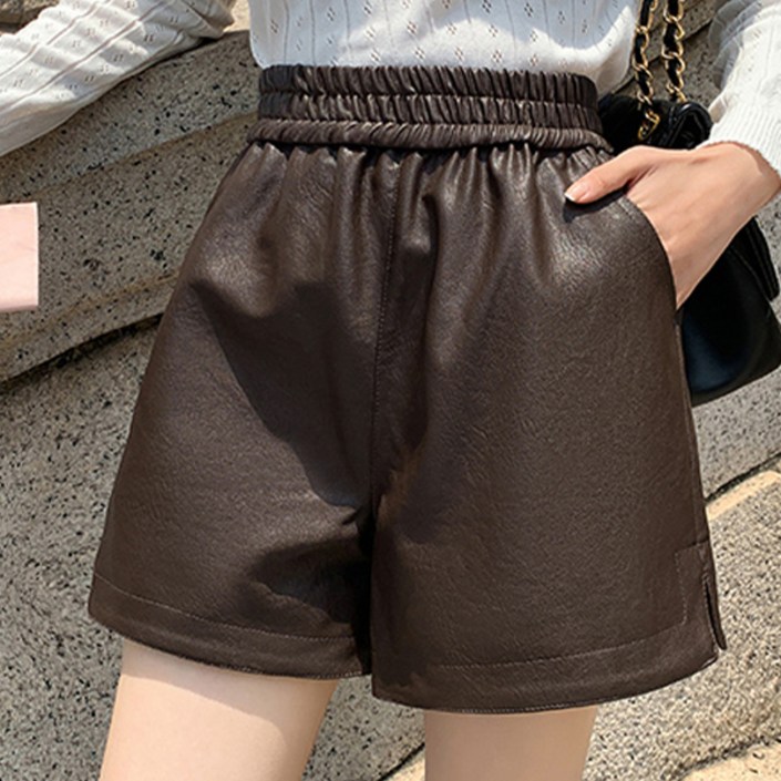 포플러앤씨 루나걸 니즐리 밴딩 레더 숏 팬츠