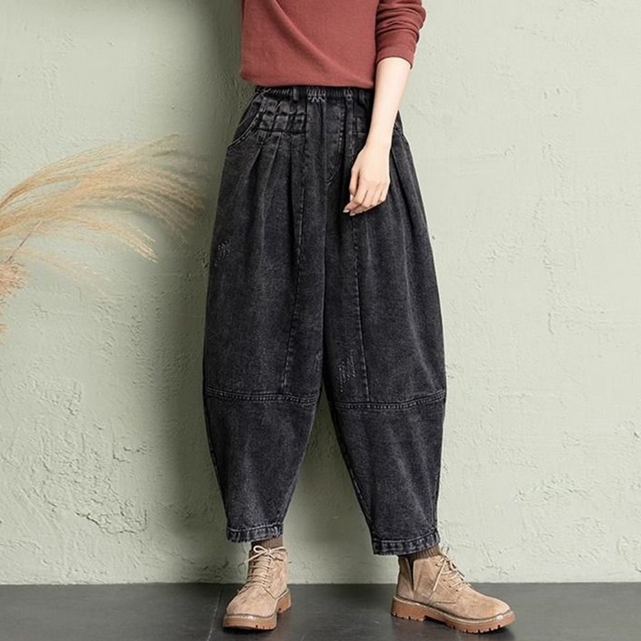 시크힐즈 여성용 아르망 세상편한 밴딩 배기청바지 11037