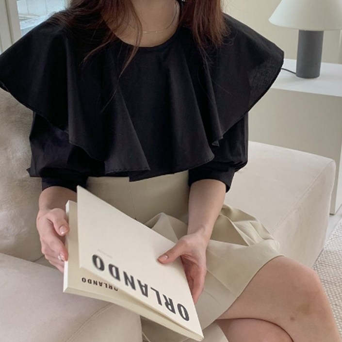 슈가펀 여성용 멜러니 케이프 5부 블라우스