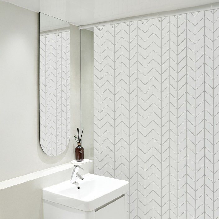 까사마루 방수 샤워 커튼  커튼링 12p  샤워봉 세트