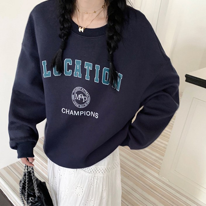 마켓에이 여성용 웨이브 레터링 맨투맨