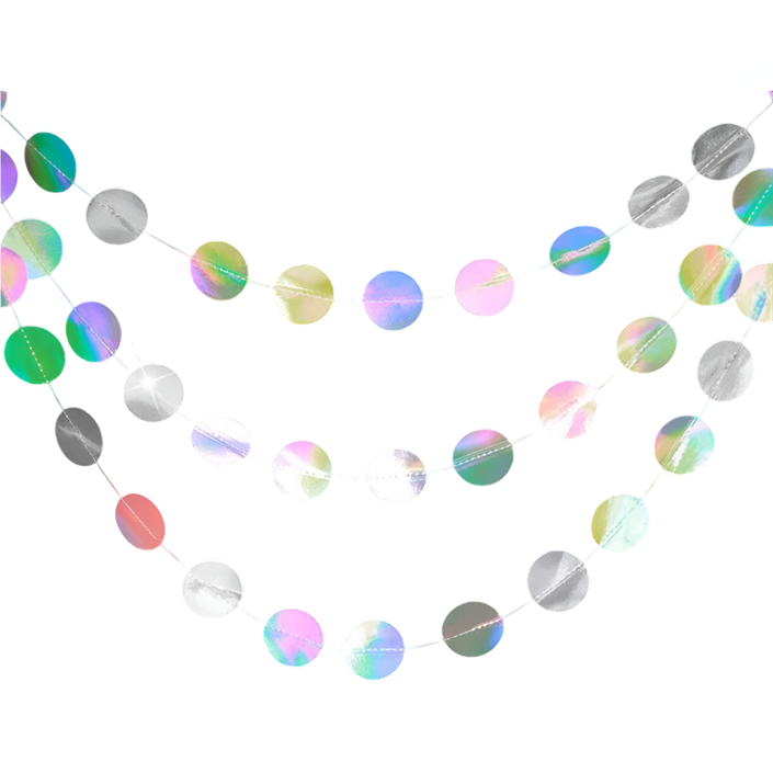 코히모 원형 파티 야외 캠핑 도트 가랜드 4m 5W0454, 3개, 홀로그램