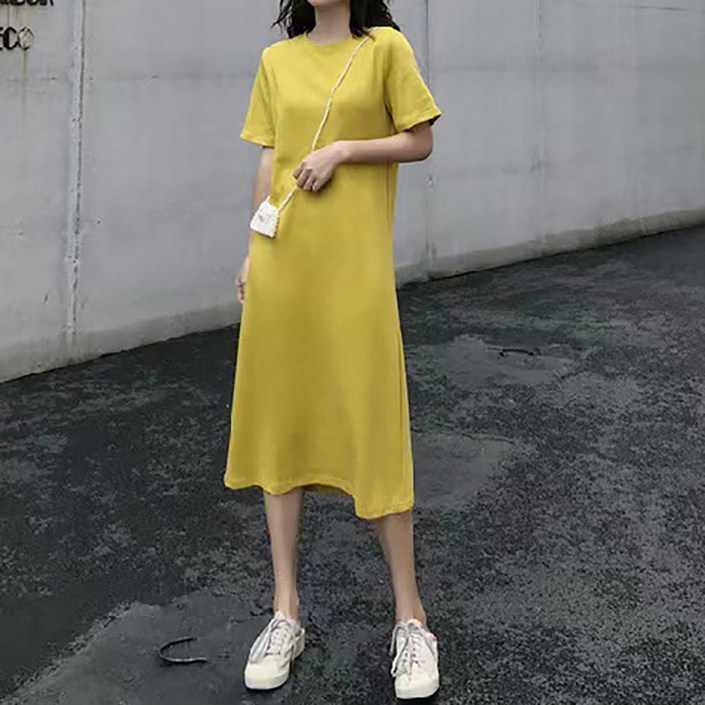 따봉오빠 여성용 홈웨어 기본 무지 반팔 롱원피스 JNH1159 빅사이즈 포함