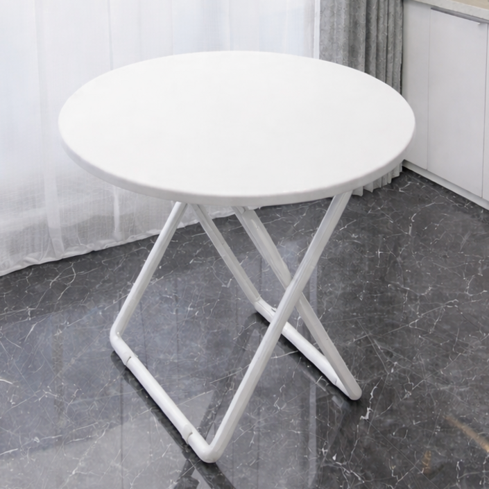오브민 접이식 원형 LPM 다용도 식탁, 화이트, 2인용
