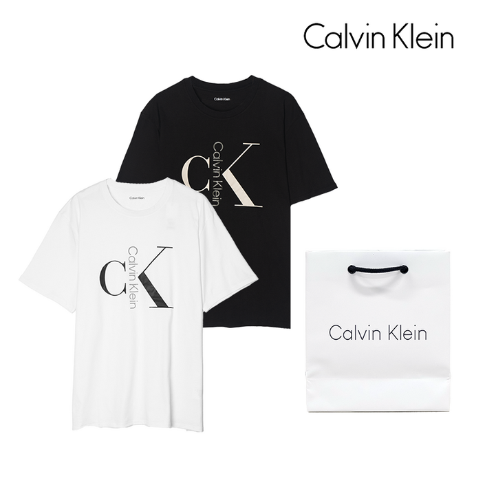 캘빈클라인 남여공용 기념일 선물용 프론트 빅 로고 디자인 반팔티 쇼핑백 포함 상품