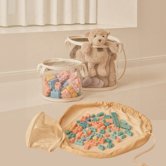 코오낸내 레고 정리함 장난감 정리함 수납함 블럭 듀플로 투명 TPU 놀이매트