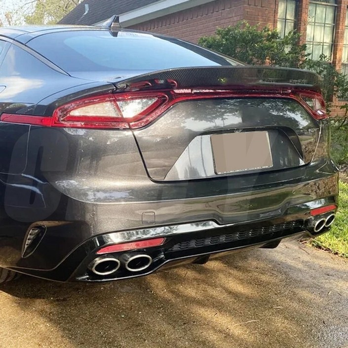 기아 K8 스팅어 리어 스포일러 진짜 광택 카본  리어윙 R 스타일 스포츠  바디 키트 20142019 유광 Black
